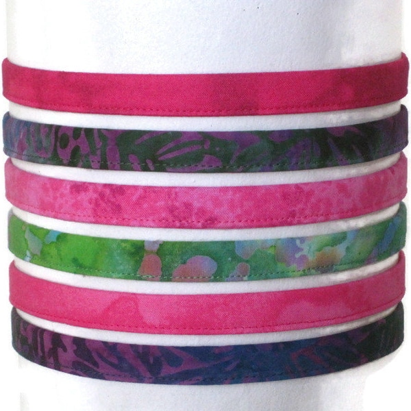 Skinny Batik Headbands for Women Men Girls in Pink Purple Green with Comfortable Elastic Back / No Pinch Thin Hairbands