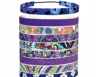 Purple Thin Headband: 1/2 Inch Adjustable Comfortable Hairband with Elastic for Women Girls Men