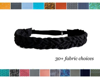 Wide Braid Headband with Adjustable Elastic Back - 30+ Fabrics