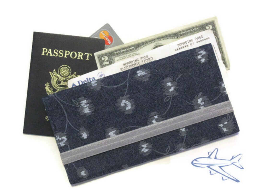 Denim Passport & Boarding Pass Holder in Blue Denim Cloth in 2 Sizes