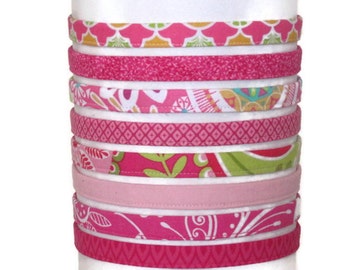 Pink Thin Headbands for Women Girls Men in Soft No Pinch Fabric with Elastic Back