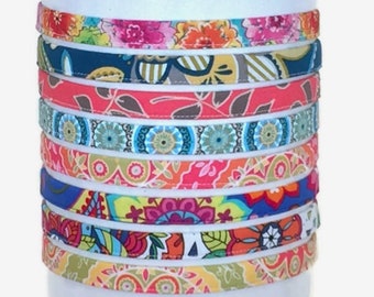 No Slip Flowered Headbands in Soft & Comfortable Fabric with Adjustable or Round Elastic back for Women Men Girls