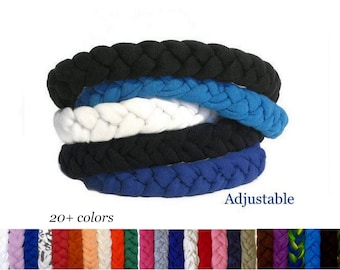 T-shirt Braided Headbands for Women Men Kids with Adjustable Elastic Back - Best Headbands White Black Red Blue Brown