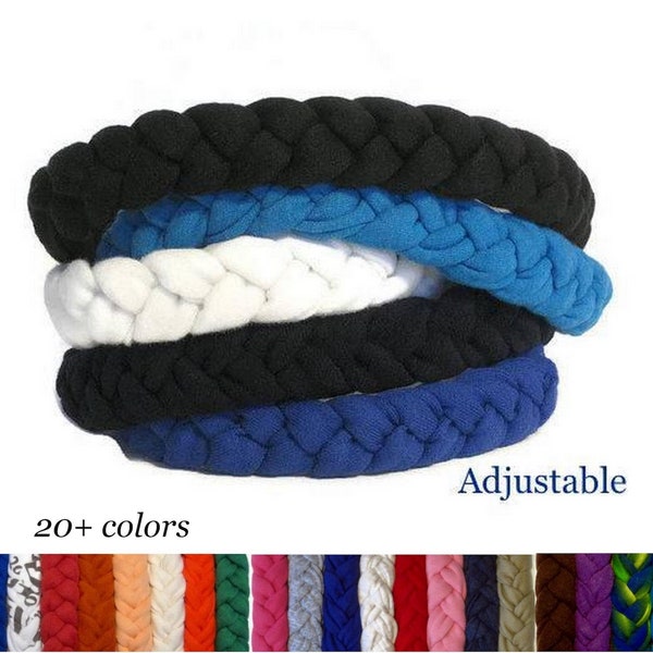 T-shirt Braided Headbands for Women Men Kids with Adjustable Elastic Back - Best Headbands White Black Red Blue Brown