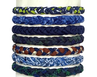 Braided Navy Fabric Headband, Comfortable Boho Hairband