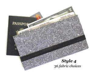 Fabric Passport Wallet & Boarding Pass Holder - Style 4 in 36 Fabric Choices