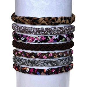 Brown Thin Headbands for Women Men and Girls with Comfortable Elastic Back / Boho Braided Hippie Fabric Hairbands