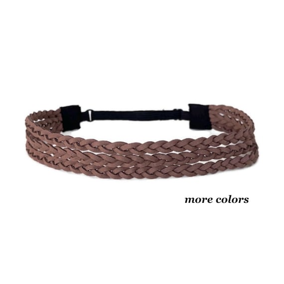 Braided Faux Leather Headband – Triple Strand, Elastic  display picture 1