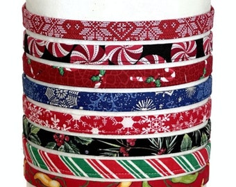 Thin Winter Headbands for Women Men Teens Girls with Snowflakes, Holiday Themes / Adjustable Skinny Soft Fabric Hairband