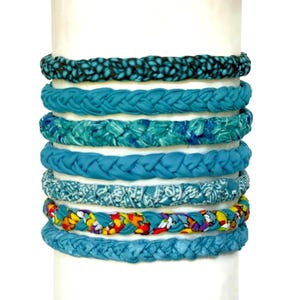 Braided Fabric Headband: Aqua Teal Brown Hippie Hairband