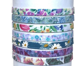 Thin Headbands Women Girls Men with Flowers, 1/2 inch Skinny Adjustable Comfortable Hairbands with Elastic Back