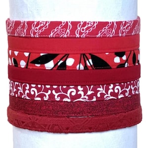 Red Fabric Headband, Skinny Adjustable No Slip Hairband