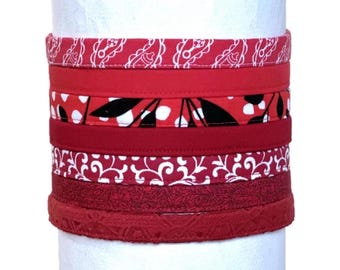 Red Fabric Headband, Skinny Adjustable No Slip Hairband