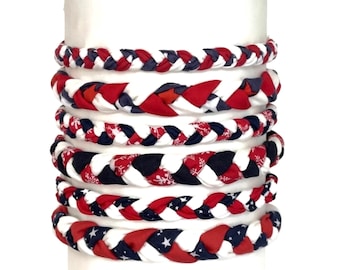 American Red White & Blue Braided Headband: Patriotic Hair Accessory