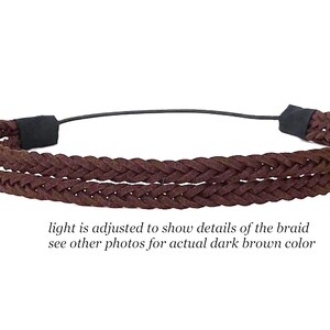 Brown Braided Headband: Vegan Leather Boho Hippie Style image 3