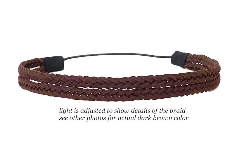 Brown Braided Headband: Vegan Leather Boho Hippie Style image 3