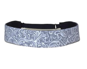 Gray Cloth Headband in Wide or Thin Widths / Adjustable Comfortable No Slip Hairband