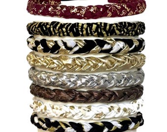 Braided Lame Headband, Adjustable Boho Hippie Style