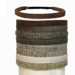 Woven Fabric Headband in Brown Beige Tan - 1/2 Inch Adjustable