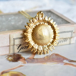 Sunflower Necklace, 24K Gold Plated Sunflower Pendant, Summer Flower Jewelry