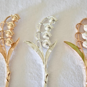 Available in 3 colors】Lily of the valley hairpin (flower hairpin, large hair accessory, lily of the valley hair ornament)