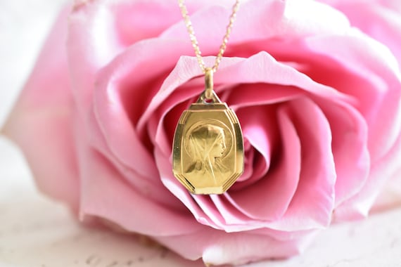 Vermeil or gold-plated brass necklace) Old round … - image 1