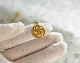 Collier pendentif guerrière Athéna grecque, 24K plaqué or mat, médaille pièce de monnaie, breloque coin la Grèce ancienne