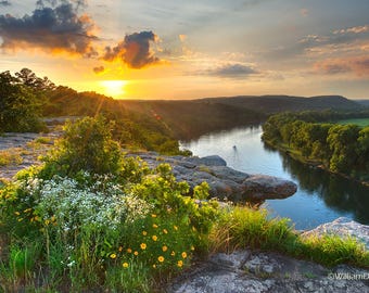 Nature photography, City Rock Bluff, Calico Rock, Arkansas, Sunset, White River, Trout Fishing, Flowers, Coreopsis