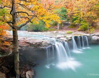 Nature Photography, Waterfall, Falling Water Falls, Richland Creek, Fall Foliage, Ozarks, Arkansas, Autumn, Fall Color, Buffalo River