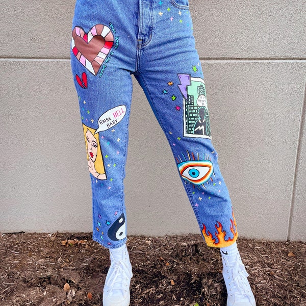 Painted Jeans - Etsy