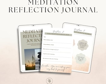 Printable Meditation Reflection Journal, Mindfulness Journal for Burnout Recovery, Guided Self-Care Workbook for Stress Relief & Calm