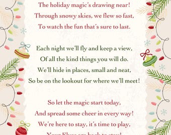 We're Back Elf Poem Printable | Christmas Elf Arrival Printable | Holiday Magic Poem for Kids