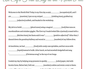 Elf Mad Libs Printable | Christmas Word Game | Fun Elf Activity for Kids | Holiday Classroom Printable