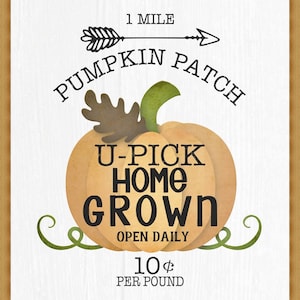 Pumpkin Patch Sign, Fall Print, Printable Printable Poster Wall Art Quote Print, Easy Instant ...