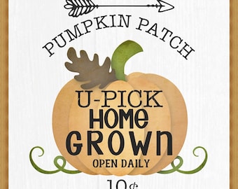 Pumpkin Patch Sign, Fall Print, Printable- Printable poster - Wall art - Quote print, easy instant download