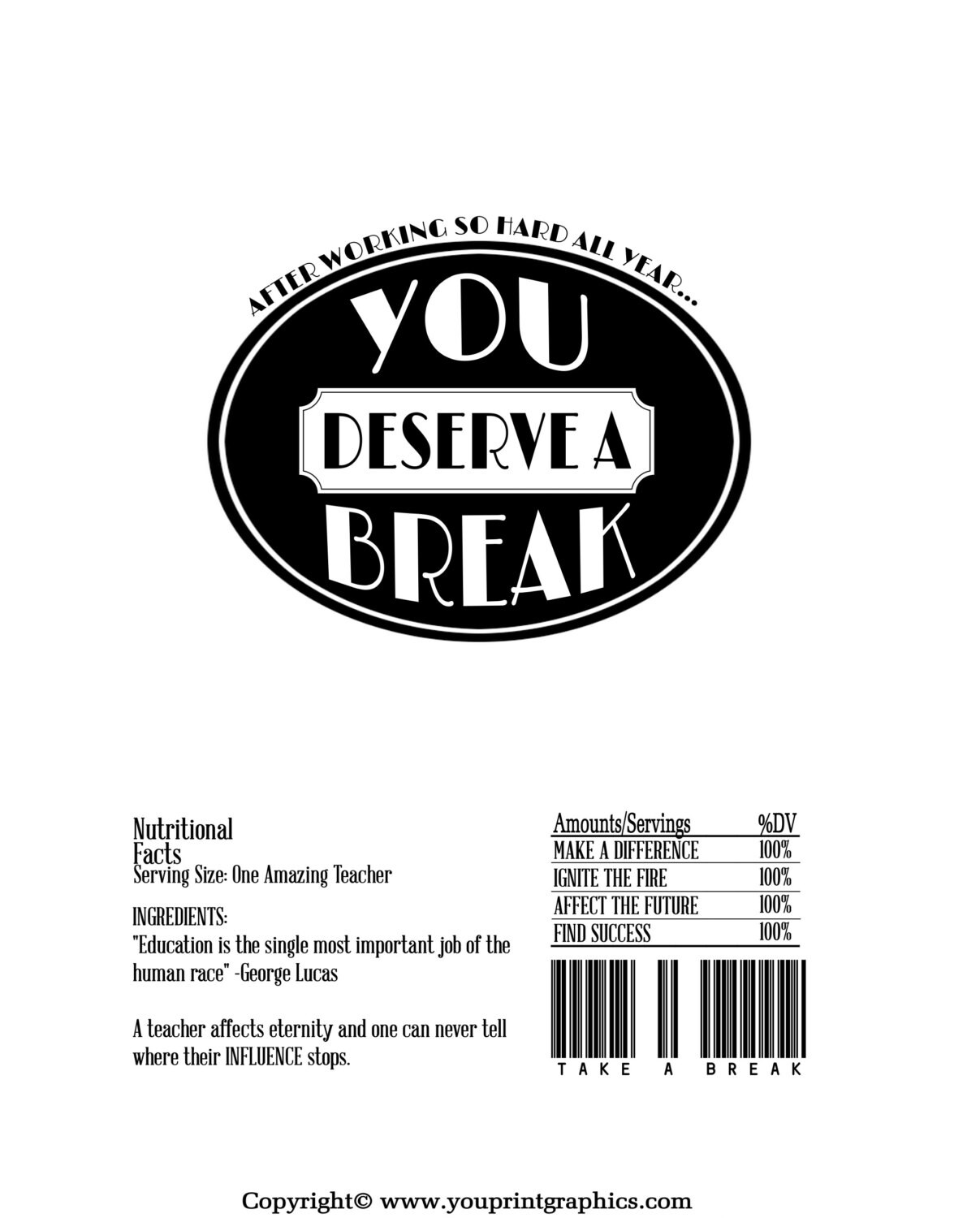 You Deserve a Break Kit Kat Wrapper candy Bar Wrappers Printable