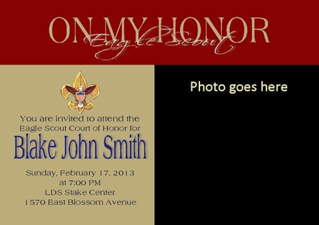 Eagle Scout Announcement DIGITAL FILE Court of Honor Invitation Boy