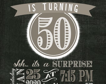 50th Birthday Invitation, or any age! With or without a picture **DIGITAL FILE**