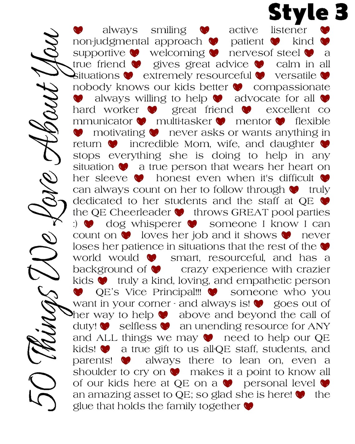 Things We Love About You -printable Poster - Gift - Birthdays - 50th ...