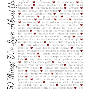 May include: A red heart-shaped graphic with the text "50 Things We Love About You" on the left side and a list of positive attributes on the right side. The text "Style 3" is in a red heart at the top right corner.