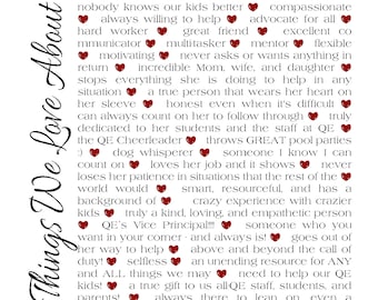 Things We Love About You -Printable poster - Gift - Birthdays - 50th Birthday - Wall art - Quote print. Digital Image (not a template)