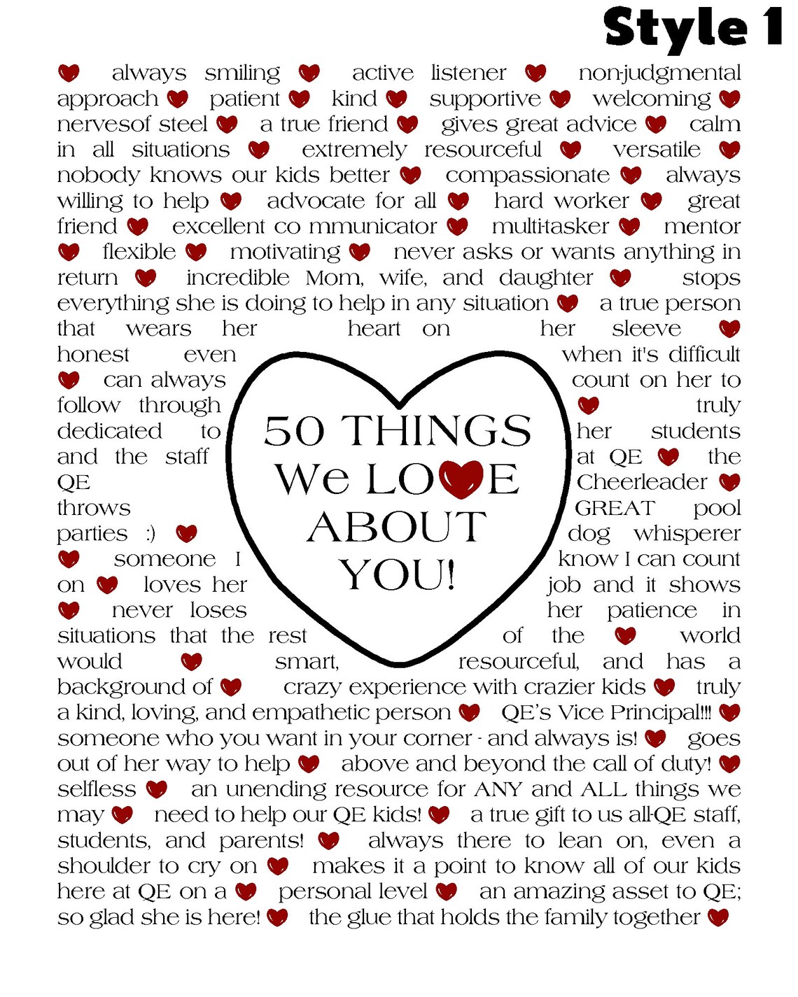 Things We Love About You -printable Poster - Gift - Birthdays - 50th ...