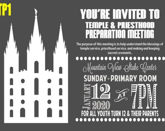 LDS Temple and Priesthood Preparation Invite **DIGITAL FILE**