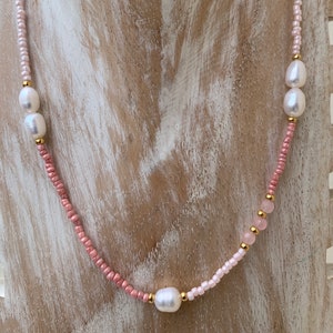 Seed Bead Necklace Choker, Y2K Necklace, Rainbow Beaded Necklace, Freshwater Pearl Necklace, Multicolor Beaded Necklace, Tiny Bead Necklace