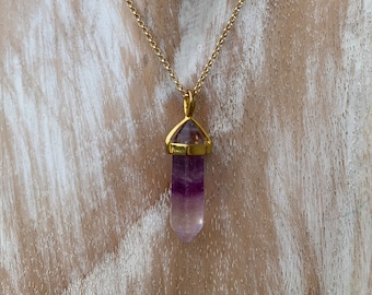 Natural Rainbow Fluorite Point bead, point pendant necklace , mystic crystal, healing crystals, gold fluorite