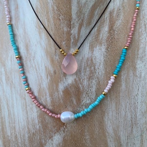 Seed Bead Necklace Choker, Y2K Necklace, Rainbow Beaded Necklace, Freshwater Pearl Necklace, Multicolor Beaded Necklace, Tiny Bead Necklace