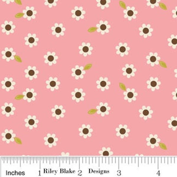 INDIAN SUMMER By Zoe Pearn - Fabric - Daisy in Pink - Daisies - Riley Blake - Quilting - Sewing - Home Decor