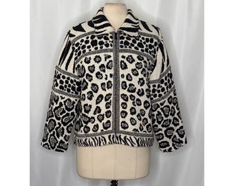 Vintage PAINTED PONY Animal Print Jacket Cropped Cottagecore Western Medium