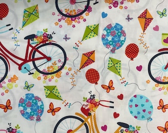 TIMELESS TREASURES of Soho Fabric Quilting Sewing Bicycles Balloons Floral Kites Hearts Girls