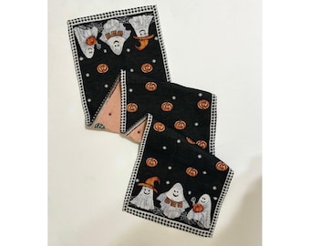 HALLOWEEN Fabric Table Runner Pumpkins Ghosts Jacquard Jack O Lanterns 54" x 12"